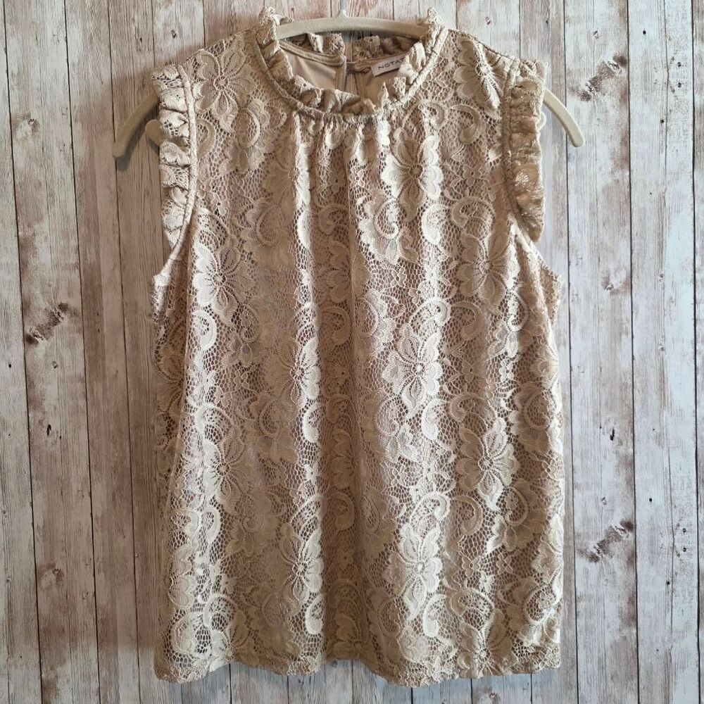 Women's Notations Beige Lace Top Size M NWOT